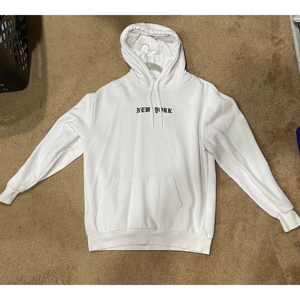 H&M Vintage New York White Hoodie Jacket Large Unisex
